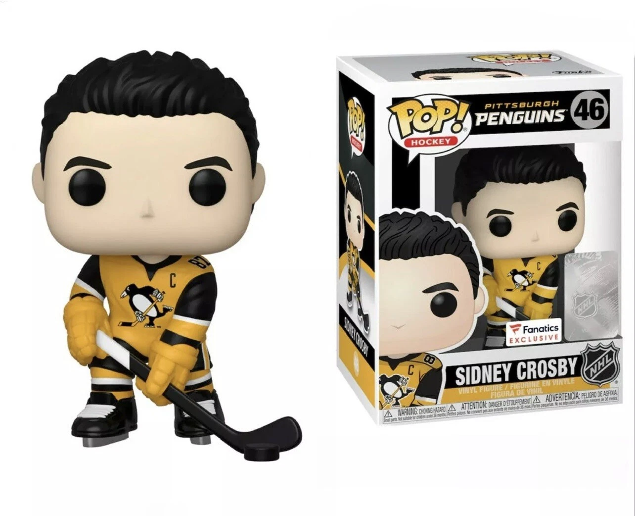 Funko Pop NHL Sidney Crosby #46 Penguins Yellow Jersey Vaulted with Protector Collectible Figures