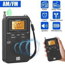 Portable Pocket Digital LCD AM FM Radio Battery Powered Receiver w/Loud Speaker