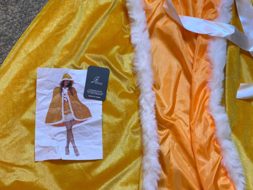 Unisex Hooded Faux Fur Accent Cosplay Orange Cape One Size Halloween Costume