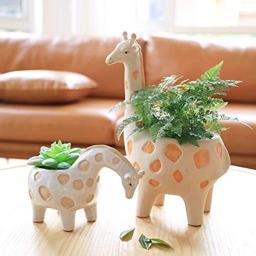 Inch Tall Cute Animal Rough Pottery Indoor Flower Plant Pots, Home Decor Gift - Picture 2 of 5