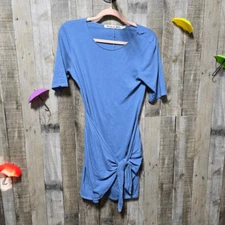 MICHAEL STARS Muted BLUE Cotton Knit Ruched DRESS