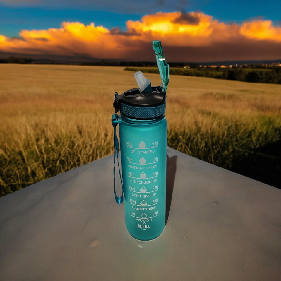 32oz Motivational Water Bottle with Time Marker – BPA Free Sports ...