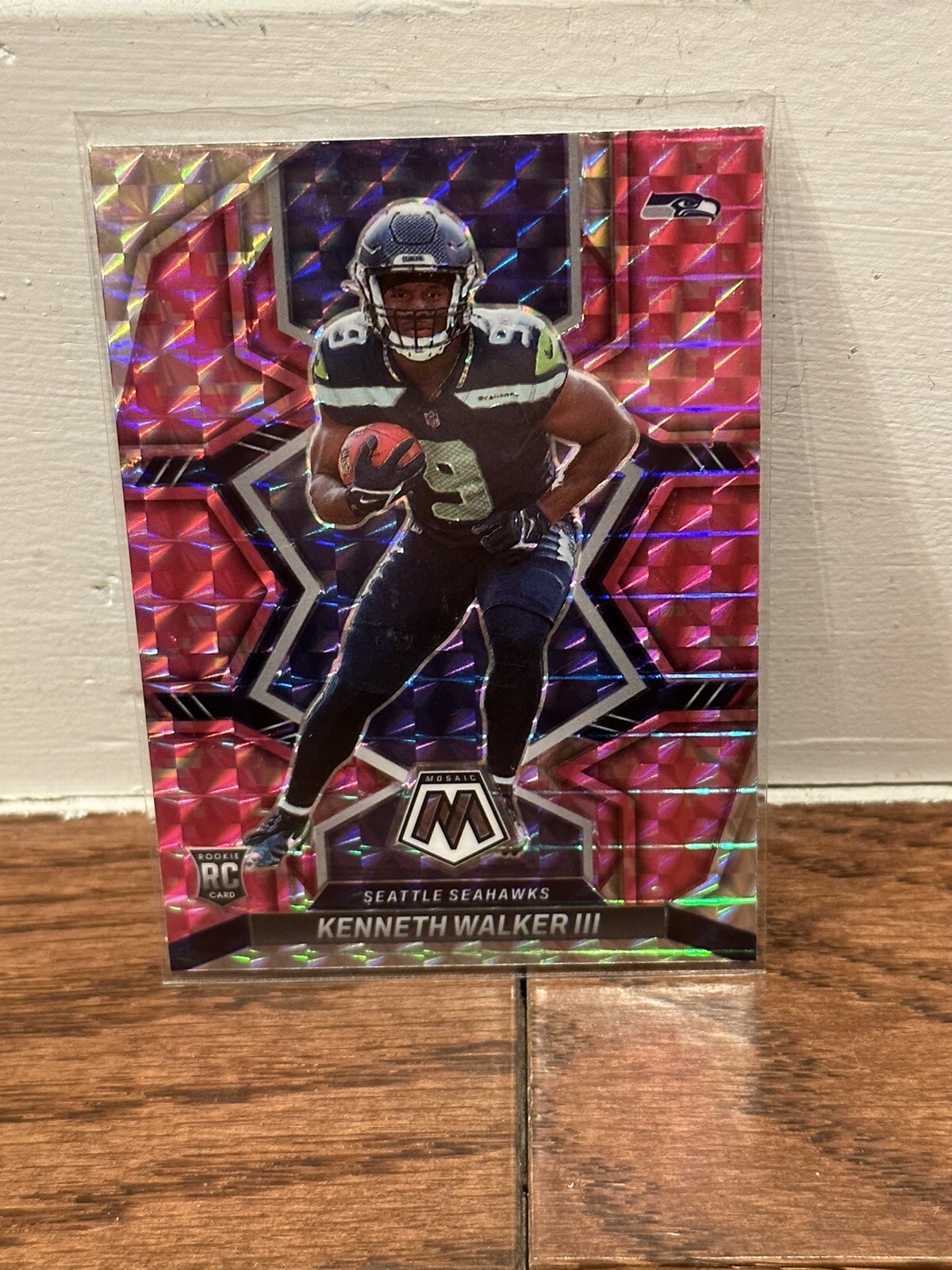 2022 Mosaic Kenneth Walker III #308 Pink Camo PRIZM RC Rookie Seahawks