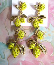 LEMON DROPS GARLAND OF LEMONS DANGLE CRYSTAL EARRINGS NWT