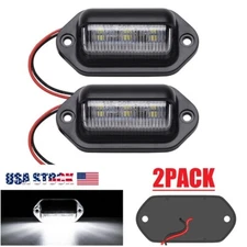 2× Universal LED License Plate Tag Light Lamp White For Truck Trailer SUV RV Van