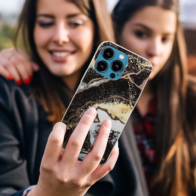 Hülle mit Motiv iPhone 13 12 11 Pro Max Mini Marmor Muster Glitzer Handyhülle