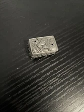 Vtg Torino Pewter Trinket Box Pin Set Unicorns Tiny