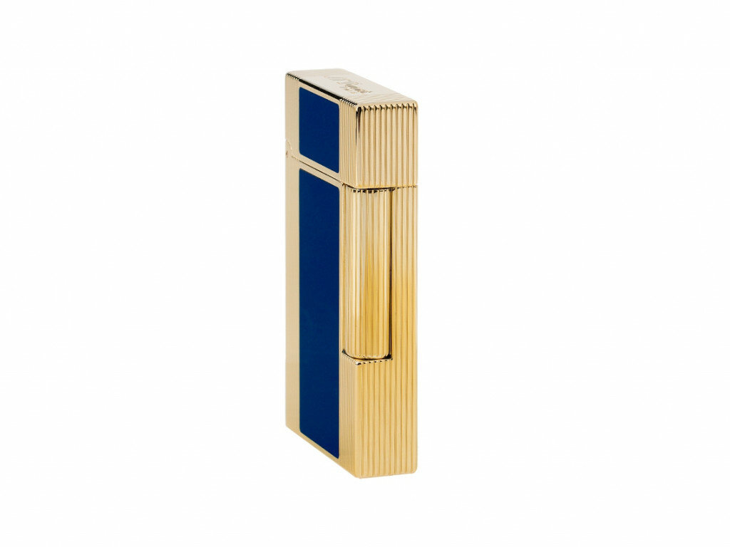 小物 Dunhill&cartier@dupontline2 S.T. Dupont Line 2, Gold with Blue Lacquer Lighter, 016381