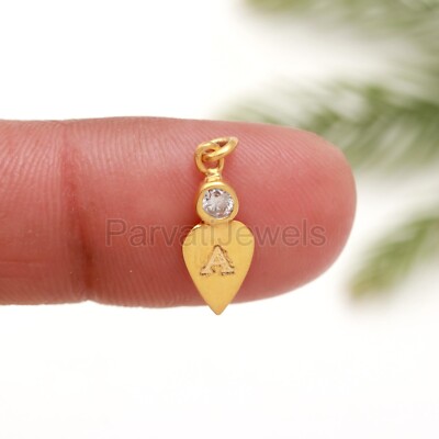 AA Natural Gemstone ''J'' Name Charm Solid 18k Gold Partywear Women Charm Pendant