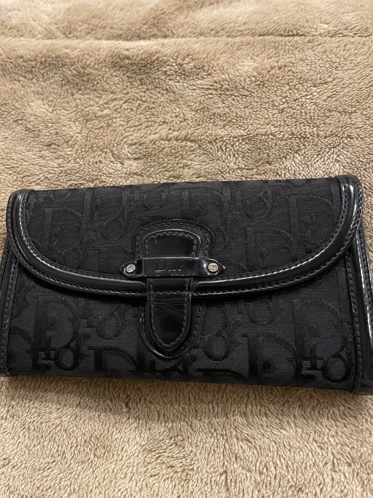 Portefeuille long Christian Dior Trotter noir
