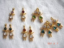 BIRTHSTONE Girls 18 K. Gold Plated CHARMS -1 1/4"