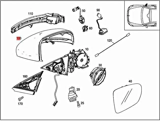 Genuine MERCEDES X222 A205 A217 C205 C217 C253 Mirror shell  