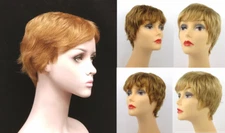 100% HUMAN HAIR WOMEN SHORT SLIGHTLY WAVY STRAIGHT HAIR PIXIE WIG W/ BANGS DAISY