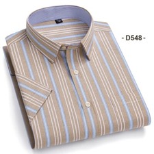 Mens Dress Oxford Shirts Formal Business Short Sleeves Cotton Casual Shirts Top