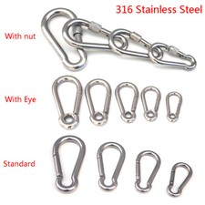 316 Stainless Steel Carabiner-Spring Loaded Snap Clip Carabine Rope Hook M4-M12