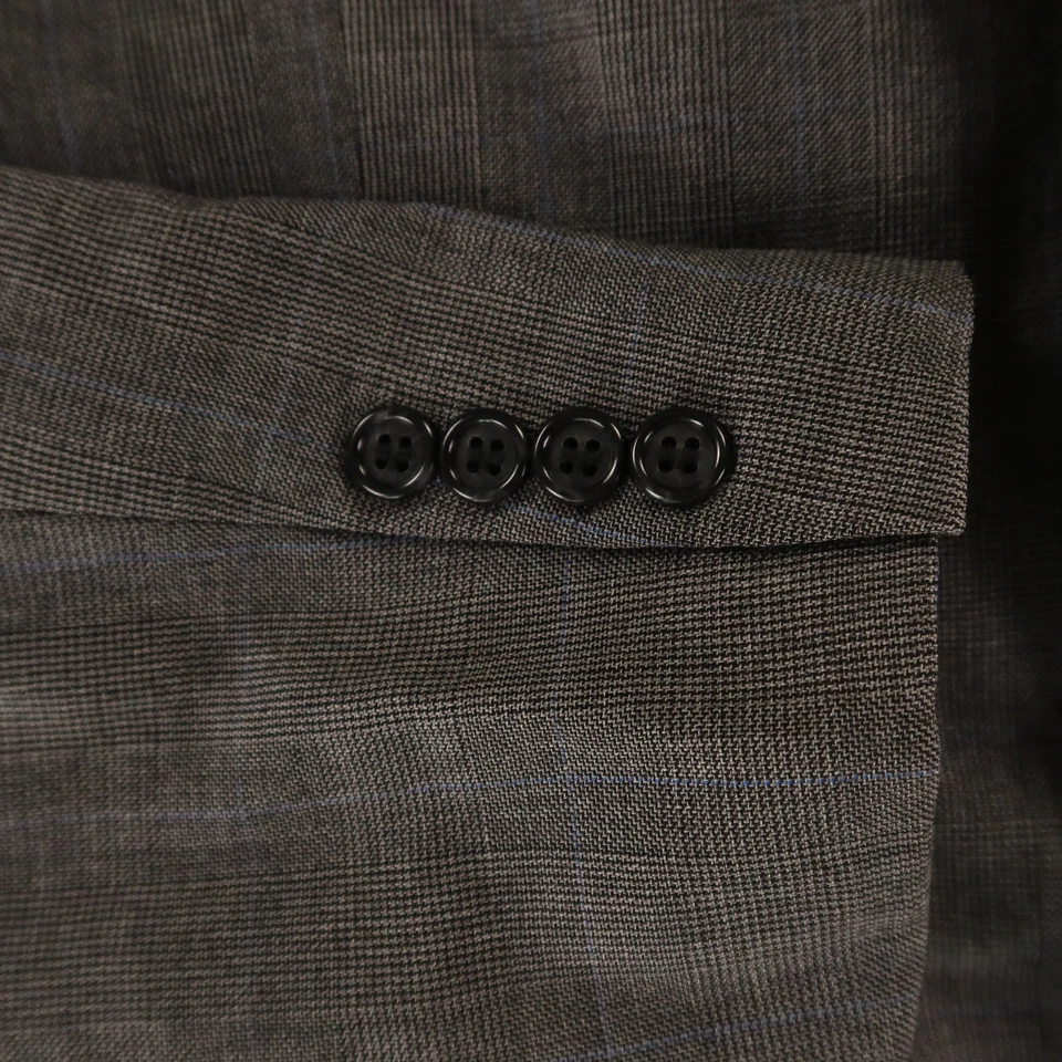 Chaqueta Bill Blass M MT Gris Azul Príncipe de Gales Cuadros 100% Lana Blazer 40L Foto 4 de 4