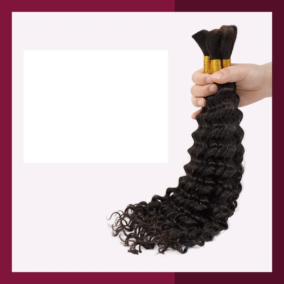 Cabello humano rizado profundo a granel para trenzar micro trenzas cabello sin trama 100 g/paquete Foto 3 de 4