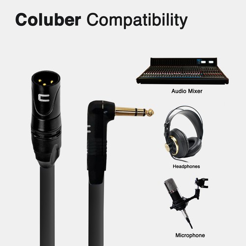 3 Pin XLR Male to Right Angle 1/4" TS Unbalanced Mono Cable Custom Length, Color - Picture 3 of 18