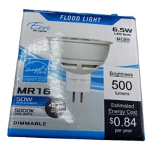 Euri Lighting EM16-2050ew LED MR16 Bulb, Cool White 5000K Dimmable LOT OF 2 🔔