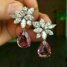 Gorgeous Silver Plated Earrings Cubic Zircon Women Jewelry Pair/set Lab-Created