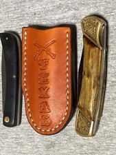 Personalized Buck 110, 112, Trapper,  Others Leather Folding Knife Clip Sheath