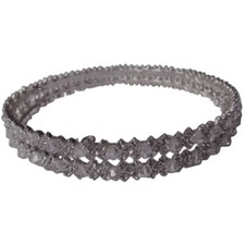 Silver Bun Cover Halo Tiara Rhinestone Crystal Bead Bride Pageant 5 1/4" Round