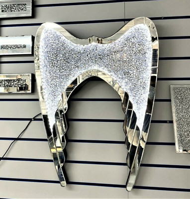 XL LED Crushed Diamond 60X80CM Wanddeko aufgehängt Engelsflügel Bling Geschenk Deko