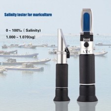 Handheld 0-100  Salinity Refractometer Salinity Meter 1.000-0.070SG ATC Detector