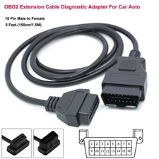 OBD2 16 Pin Male to Female 5FT Extension Cable Auto Diagnostic Scanner Extender