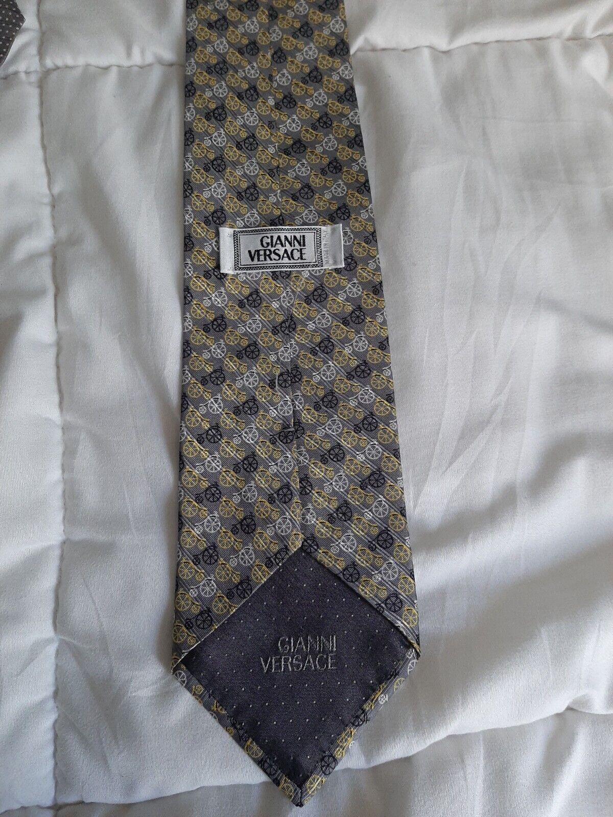 GIANNI VERSACE Tie, 100% Silk, Vintage, Made In Italy. Bicycle