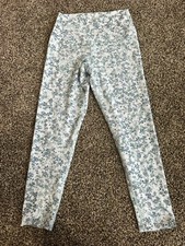 Evolution and creation blue white floral athletic leggings medium 286