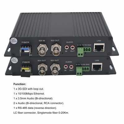 3G SDI RJ45 Ethernet over Fiber Optic Media Converter,Fiber HD Video Audio TX RX