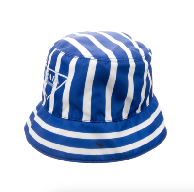NEW NWT AUTHENTIC PRADA MILANO LOGO TRIANGLE STRIPED BUCKET HAT NYLON SMALL S s-l1200.png main image 2