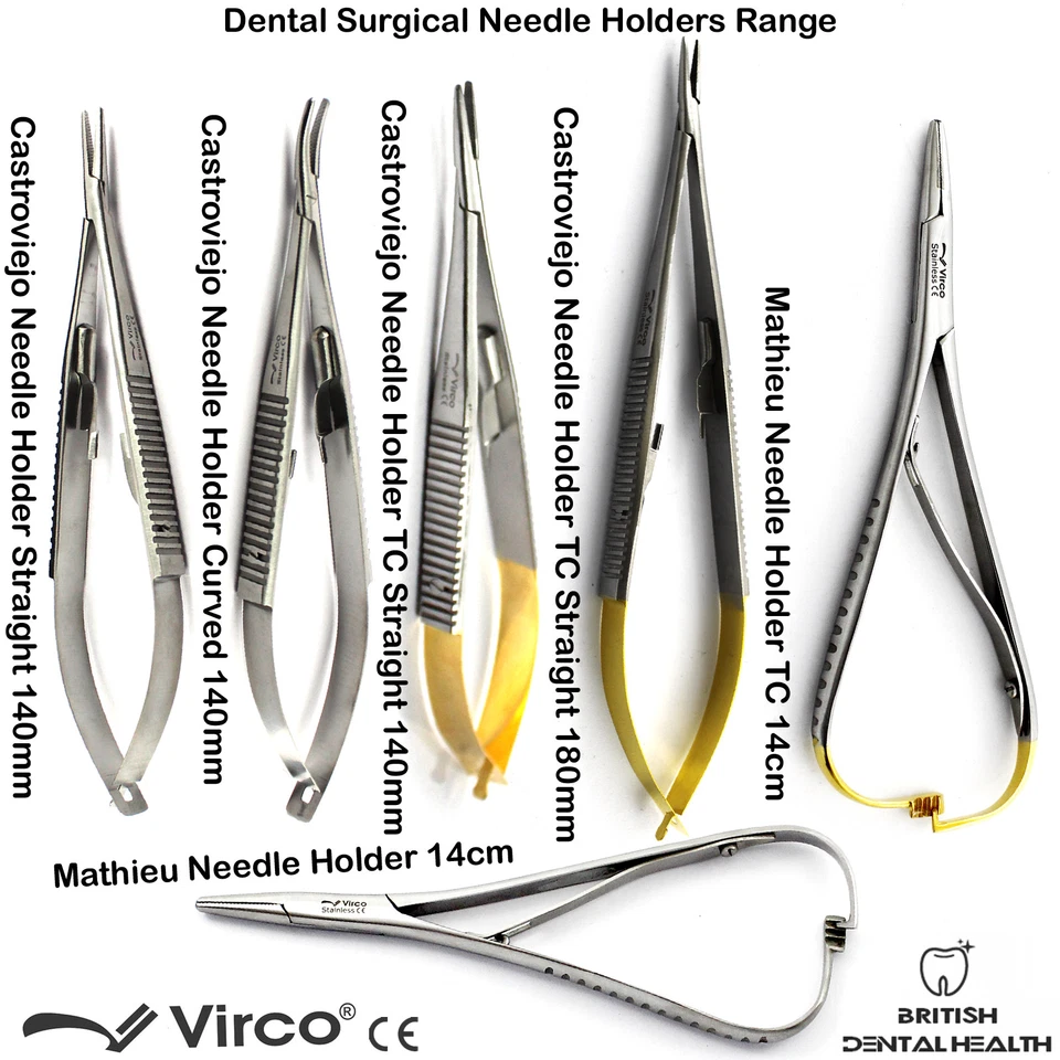 VIRCO Dental Surgical, Castroviejo Mathieu Needle Holder TC Eye Micro Surgical