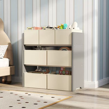 Kinderregal mit Stoffboxen 7-teilig Spielzeugregal Bücherregal Kinderzimmer