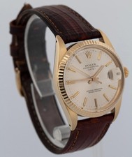 VINTAGE Rolex Oyster Perpetual Date 34mm Silver 14K Gold Fluted Watch 1503 5