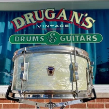 1960 Ludwig 6.5x14 Pioneer Snare Drum White Marine Pearl Trans Badge