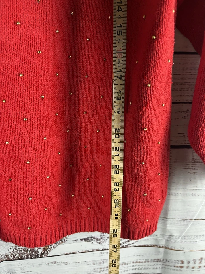 Victoria Harbour 女式刺绣亮片串珠毛衣 L 码假日复古 — 第 4/4 张图片