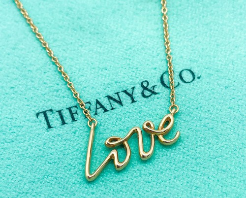 Tiffany & Co. Paloma Picasso 18K Rose Gold Graffiti Love Pendant Necklace 18"