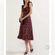 Francesca's Floral Satin Midi Dress Size M 