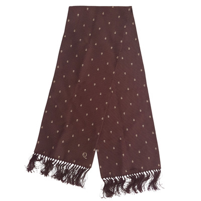 NEW Alexander McQueen Silk Tuxedo Scarf in w/ Tags Maroon / Silver Skulls