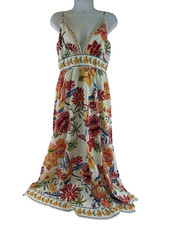 Cupshe Born to Be Bold Floral Maxi Dress Multicolored Bright Beach V-Neck Zip S