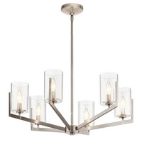 Kronleuchter Mit Schirm Ø 71 Cm 6X E14 Metall Glas HäNgeleuchte Wohnzimmer