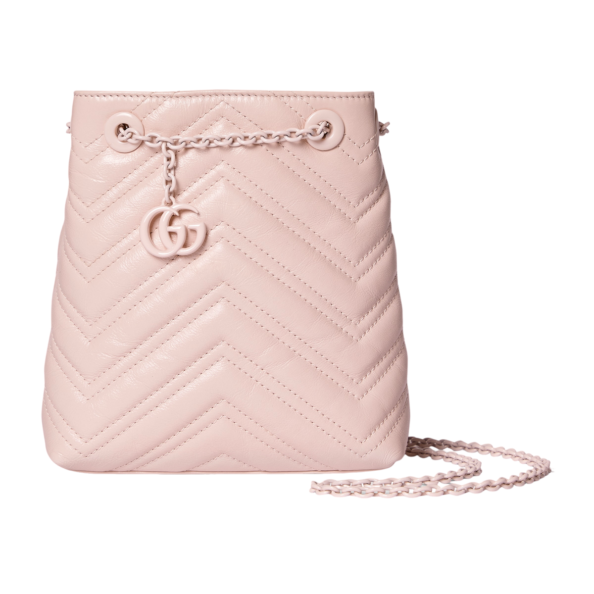 GUCCI GG Marmont Nano $1850 Pink Leather Bucket Bag New