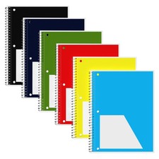 Bulk Spiral Notebooks College Ruled, 70 Sheets Perforated, 6 Colors