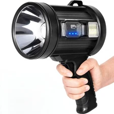 Rechargeable Spotlight, 100000 Lumens Handheld LED Flashlight with COB Light ...