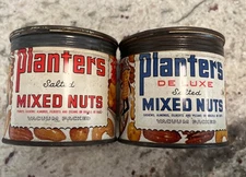 Lot Of 2 Vintage Planter’s Mixed Nuts Tins With Original Lids Mr. Peanut