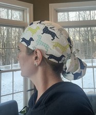 Dachshund weiner dog pony ponytail scrub surgical surgery hat OR cap womens