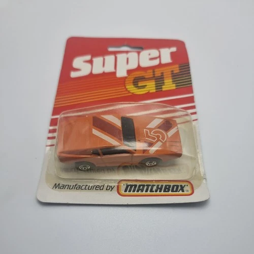 Vintage 1986 Matchbox Super GT Orange Race Car Nº5 Vehicle On Card