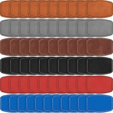 60 Pcs Blank Leatherette Hat Patches Adhesive Rustic Rounded Rectangle